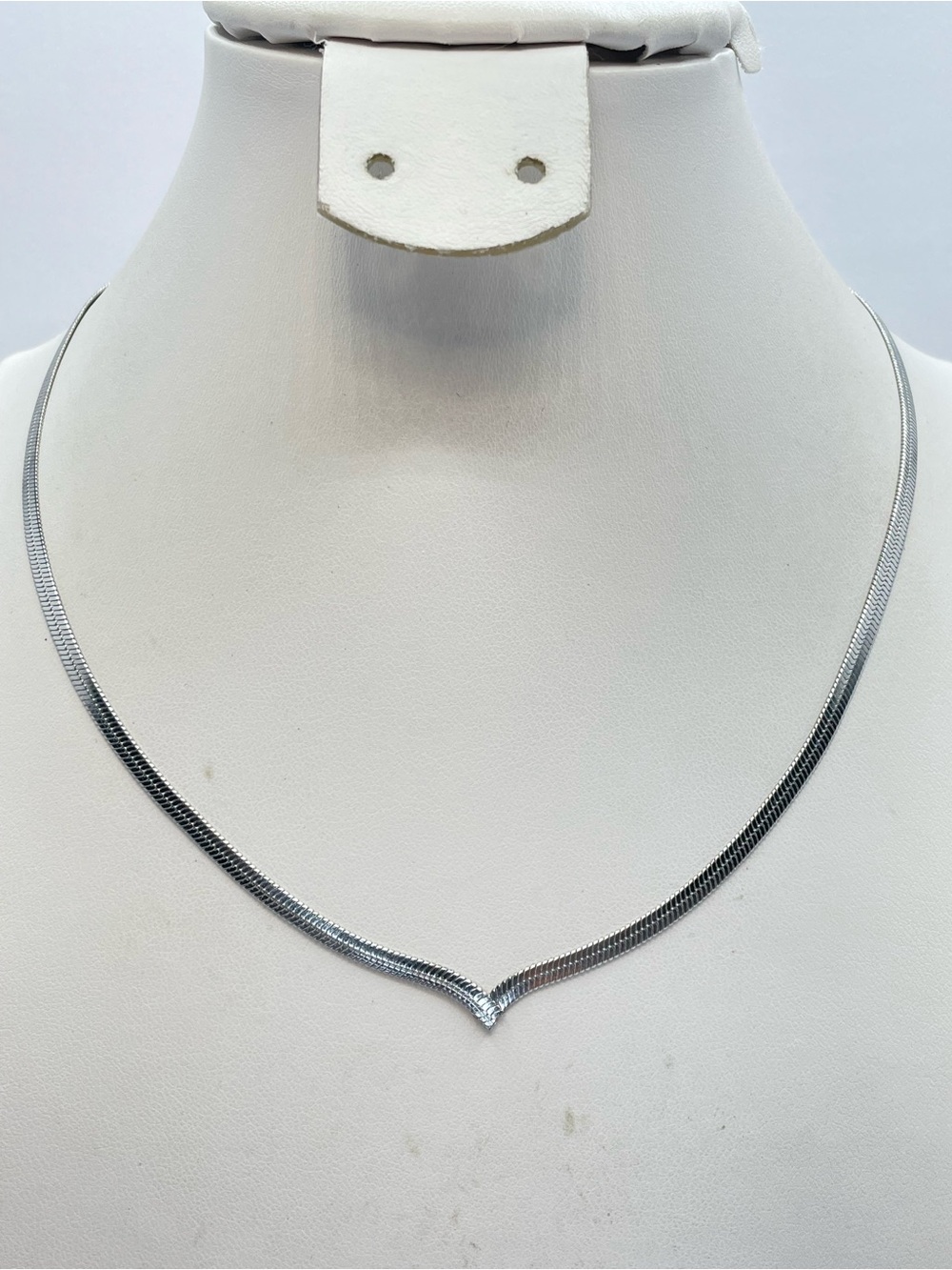 Silver V Flat Snake Chain Minimalist Dainty Layering Necklace Classic Glam